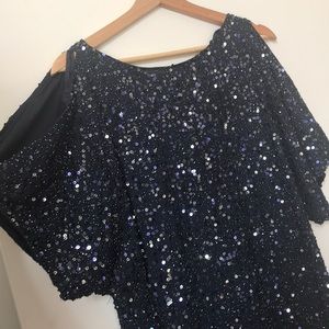 Aiden Mattox navy sparkling cocktail dress